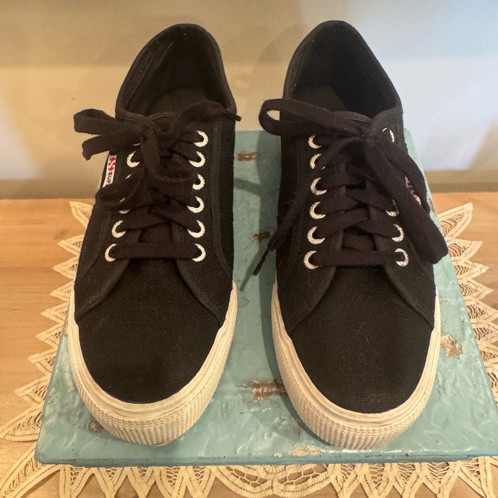 Superga Platform Sneakers Black Size 8 Men's 9.5 Women's or 41